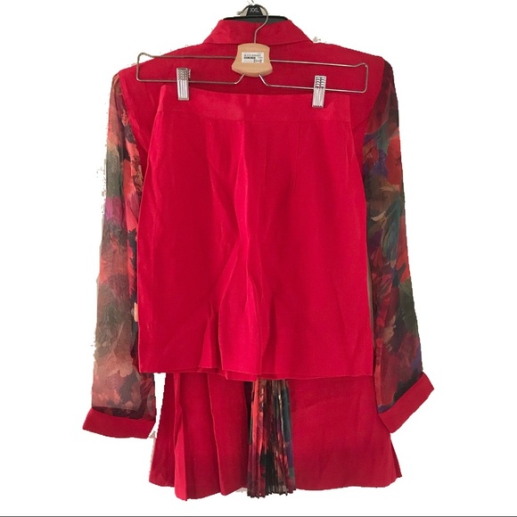 Dawn Joy 80’s Style Vintage 2pc Red Top & Skirt - Picture 3 of 9